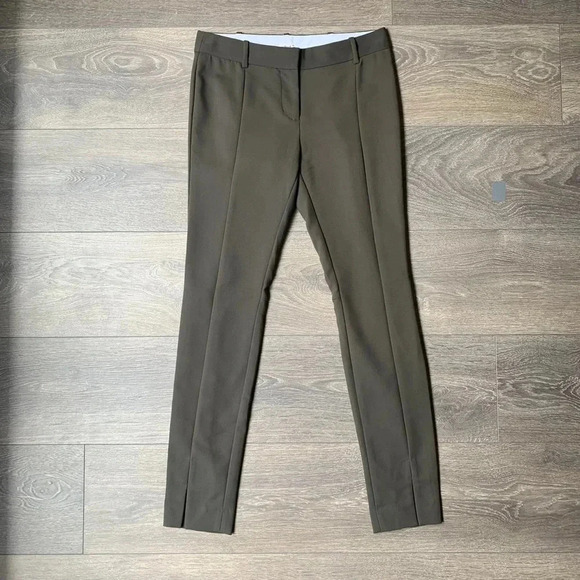 Aritzia Wilfred Pant Split Ankle straight Leg Trouser Midrise Pleated Army Green - Picture 9 of 16